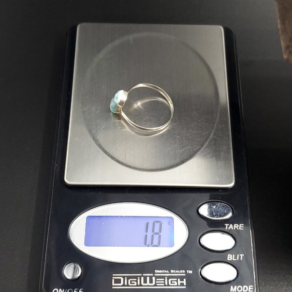 Size 9 Sterling Silver Cool Double Larimar Stones Ring - Picture 7 of 7